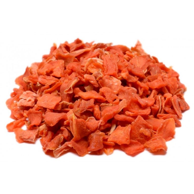 All natural dehydrated Diced Carrots.