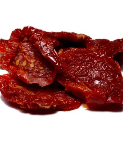 Dried Tomato Halves with sulfur added to help retain natural red color.