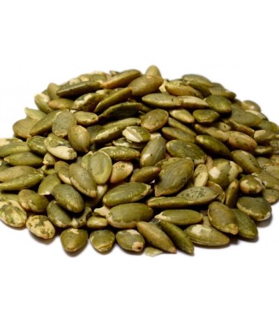 Dry Roasted and Salted Pumpkin Seeds are whole and peeled.