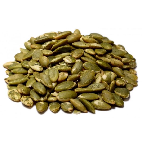 Dry Roasted and Salted Pumpkin Seeds are whole and peeled.