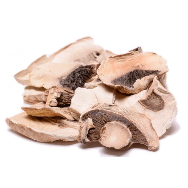 Fancy dried and sliced champignon white button mushrooms.